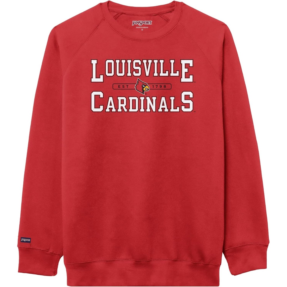 image:imageJanSport NCAA Officially Licensed Rival Crew Sweatshirt Long Sleeve Graphic Pullover for Men Women CottonPolyester BlendLouisville Cardinals