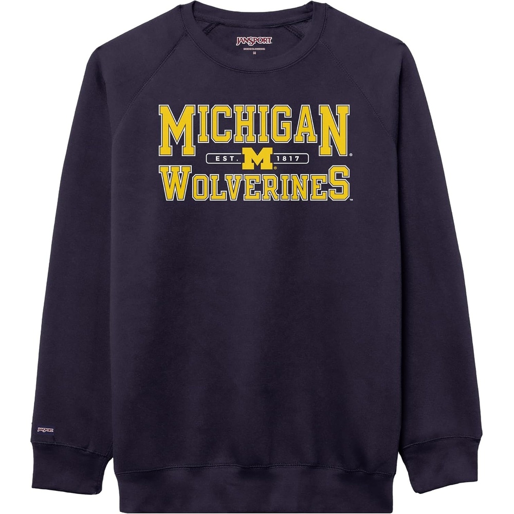 image:imageJanSport NCAA Officially Licensed Rival Crew Sweatshirt Long Sleeve Graphic Pullover for Men Women CottonPolyester BlendMichigan Wolverines