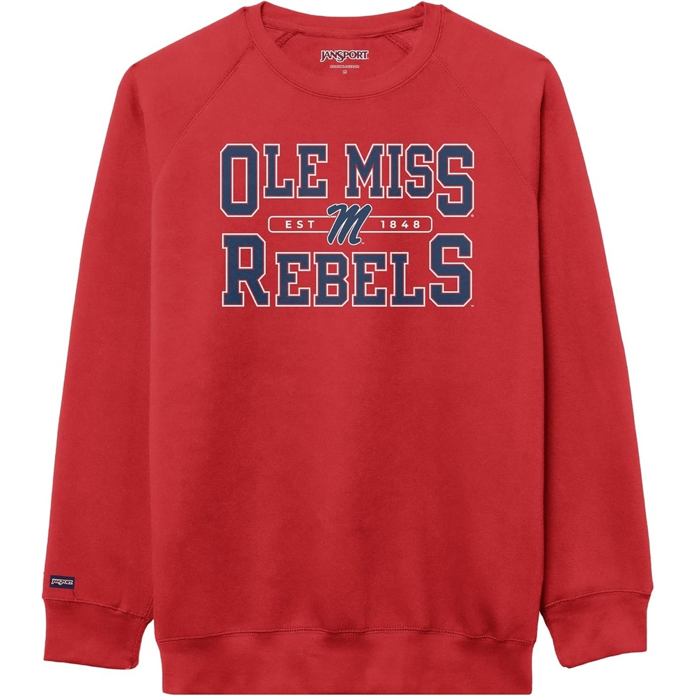 image:imageJanSport NCAA Officially Licensed Rival Crew Sweatshirt Long Sleeve Graphic Pullover for Men Women CottonPolyester BlendMississippi Old Miss Rebels