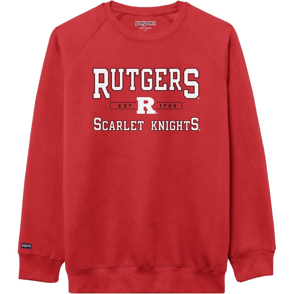 image:imageJanSport NCAA Officially Licensed Rival Crew Sweatshirt Long Sleeve Graphic Pullover for Men Women CottonPolyester BlendRutgers Scarlet Knights