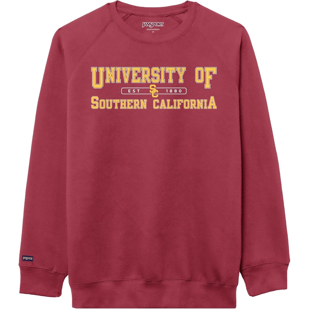 image:imageJanSport NCAA Officially Licensed Rival Crew Sweatshirt Long Sleeve Graphic Pullover for Men Women CottonPolyester BlendUSC Trojans