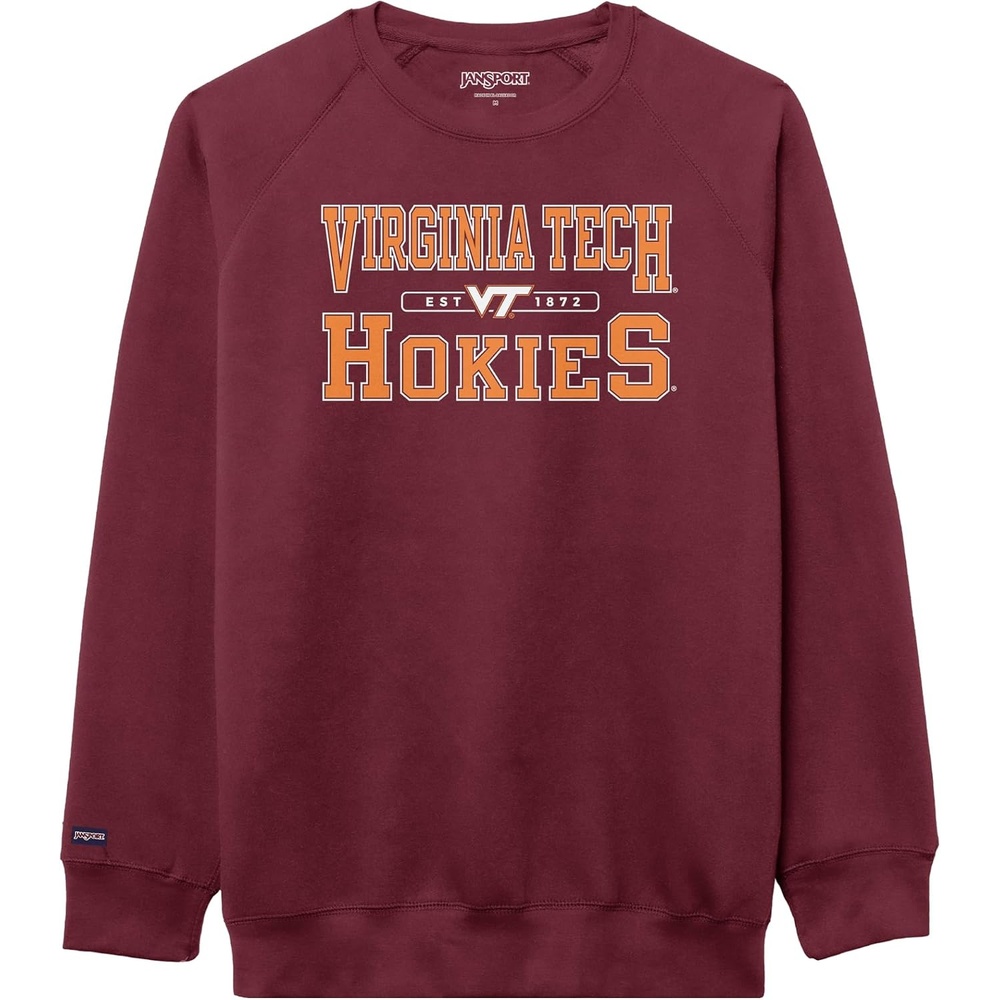 image:imageJanSport NCAA Officially Licensed Rival Crew Sweatshirt Long Sleeve Graphic Pullover for Men Women CottonPolyester BlendVirginia Tech Hokies