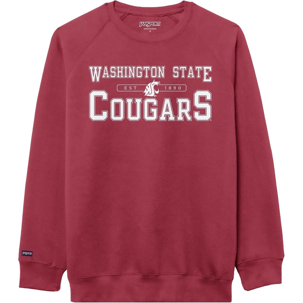 image:imageJanSport NCAA Officially Licensed Rival Crew Sweatshirt Long Sleeve Graphic Pullover for Men Women CottonPolyester BlendWashington State Cougars