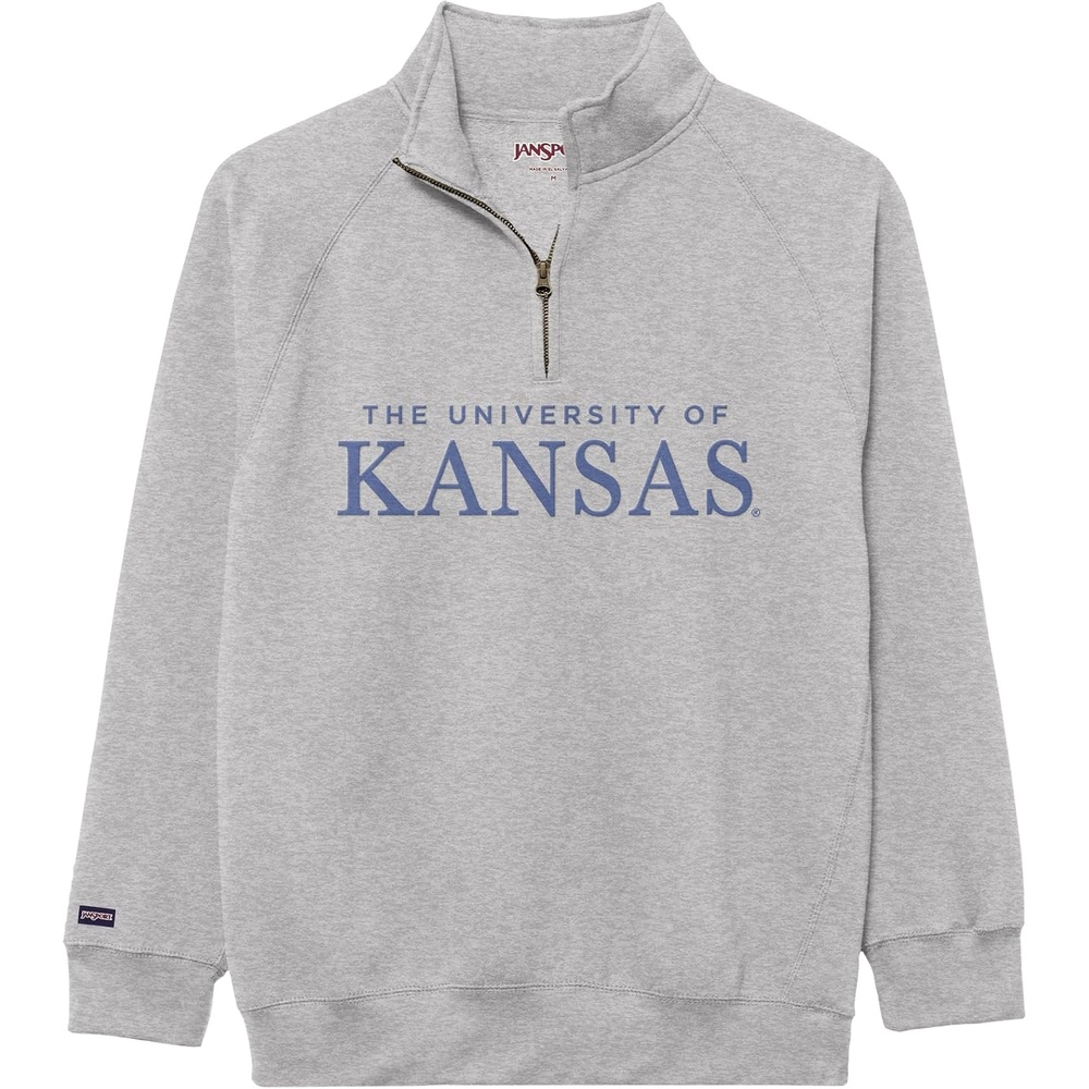 image:imageJanSport NCAA Officially Licensed Rival Quarter Zip Sweatshirt Long Sleeve Unisex CottonPolyester Blend StandUp CollarKansas Jayhawks