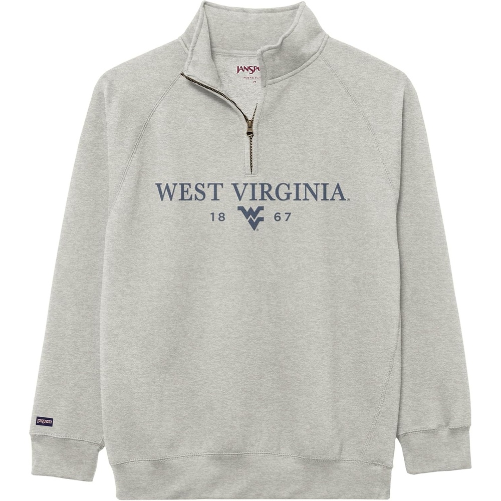 image:imageJanSport NCAA Officially Licensed Rival Quarter Zip Sweatshirt Long Sleeve Unisex CottonPolyester Blend StandUp CollarWest Virginia Mountaineers