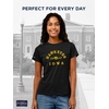 JanSport NCAA Officially Licensed Graduate Short Sleeve T Shirt for Women, Soft & Breathable Cotton-Polyester Blend Crewneck T Shirt with Graphic Detailing, Everyday University Fan Apparel(Iowa Hawkeyes)