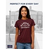 JanSport NCAA Officially Licensed Graduate Short Sleeve T Shirt for Women, Soft & Breathable Cotton-Polyester Blend Crewneck T Shirt with Graphic Detailing, Everyday University Fan Apparel(Harvard Crimson)