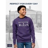 JanSport NCAA Officially Licensed Rival Crew Sweatshirt, Long Sleeve Graphic Pullover for Men, Women, Cotton-Polyester Blend(Northwestern Wildcats)