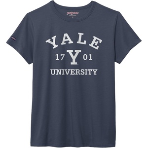 JanSport NCAA Officially Licensed Graduate Short Sleeve T Shirt for Women, Soft & Breathable Cotton-Polyester Blend Crewneck T Shirt with Graphic Detailing, Everyday University Fan Apparel(Yale Bulldogs)