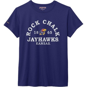 JanSport NCAA Officially Licensed Graduate Short Sleeve T Shirt for Women, Soft & Breathable Cotton-Polyester Blend Crewneck T Shirt with Graphic Detailing, Everyday University Fan Apparel(Kansas Jayhawks)