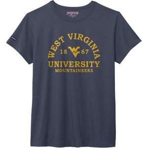 JanSport NCAA Officially Licensed Graduate Short Sleeve T Shirt for Women, Soft & Breathable Cotton-Polyester Blend Crewneck T Shirt with Graphic Detailing, Everyday University Fan Apparel(West Virginia Mountaineers)