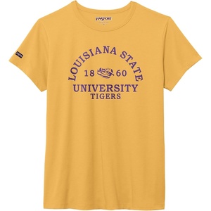 JanSport NCAA Officially Licensed Graduate Short Sleeve T Shirt for Women, Soft & Breathable Cotton-Polyester Blend Crewneck T Shirt with Graphic Detailing, Everyday University Fan Apparel(LSU Tigers)