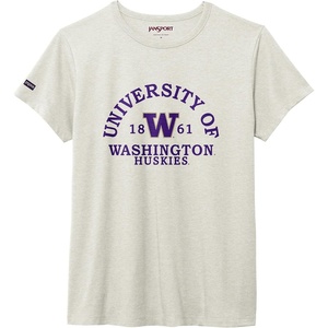 JanSport NCAA Officially Licensed Graduate Short Sleeve T Shirt for Women, Soft & Breathable Cotton-Polyester Blend Crewneck T Shirt with Graphic Detailing, Everyday University Fan Apparel(Washington Huskies)