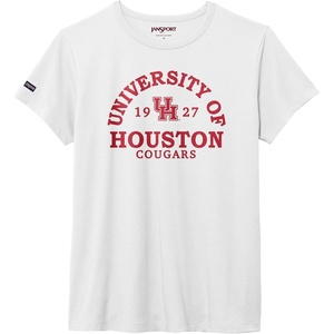 JanSport NCAA Officially Licensed Graduate Short Sleeve T Shirt for Women, Soft & Breathable Cotton-Polyester Blend Crewneck T Shirt with Graphic Detailing, Everyday University Fan Apparel(Houston Cougars)