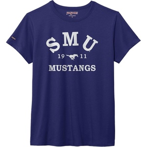 JanSport NCAA Officially Licensed Graduate Short Sleeve T Shirt for Women, Soft & Breathable Cotton-Polyester Blend Crewneck T Shirt with Graphic Detailing, Everyday University Fan Apparel(SMU Mustangs)