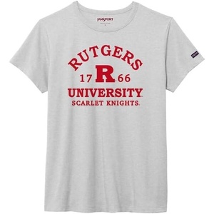 JanSport NCAA Officially Licensed Graduate Short Sleeve T Shirt for Women, Soft & Breathable Cotton-Polyester Blend Crewneck T Shirt with Graphic Detailing, Everyday University Fan Apparel(Rutgers Scarlet Knights)