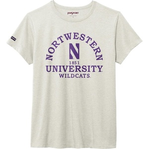 JanSport NCAA Officially Licensed Graduate Short Sleeve T Shirt for Women, Soft & Breathable Cotton-Polyester Blend Crewneck T Shirt with Graphic Detailing, Everyday University Fan Apparel(Northwestern Wildcats)