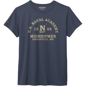 JanSport NCAA Officially Licensed Graduate Short Sleeve T Shirt for Women, Soft & Breathable Cotton-Polyester Blend Crewneck T Shirt with Graphic Detailing, Everyday University Fan Apparel(Navy Midshipmen)