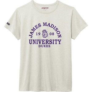 JanSport NCAA Officially Licensed Graduate Short Sleeve T Shirt for Women, Soft & Breathable Cotton-Polyester Blend Crewneck T Shirt with Graphic Detailing, Everyday University Fan Apparel(James Madison Dukes)