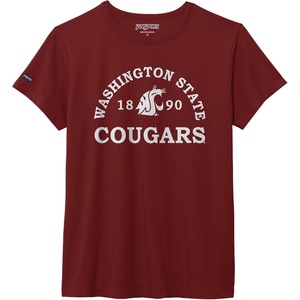 JanSport NCAA Officially Licensed Graduate Short Sleeve T Shirt for Women, Soft & Breathable Cotton-Polyester Blend Crewneck T Shirt with Graphic Detailing, Everyday University Fan Apparel(Washington State Cougars)