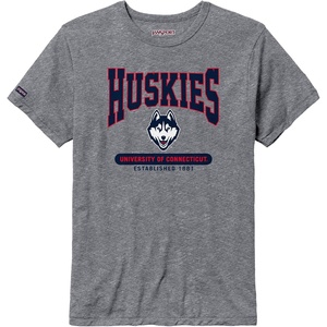 JanSport NCAA Officially Licensed Pregame Short Sleeve T Shirt for Men, Soft & Breathable Triblend Crewneck T Shirt(Connecticut Huskies)