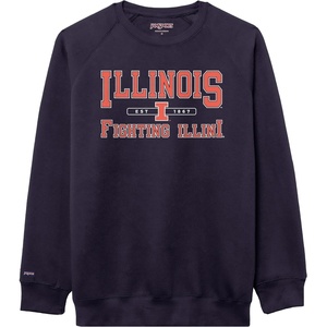 JanSport NCAA Officially Licensed Rival Crew Sweatshirt, Long Sleeve Graphic Pullover for Men, Women, Cotton-Polyester Blend(Illinois Illini)