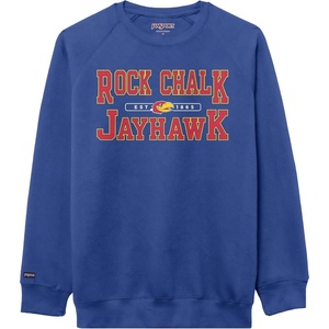 JanSport NCAA Officially Licensed Rival Crew Sweatshirt, Long Sleeve Graphic Pullover for Men, Women, Cotton-Polyester Blend(Kansas Jayhawks)