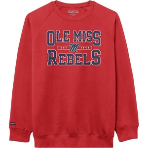 JanSport NCAA Officially Licensed Rival Crew Sweatshirt, Long Sleeve Graphic Pullover for Men, Women, Cotton-Polyester Blend(Mississippi Old Miss Rebels)