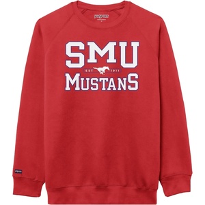 JanSport NCAA Officially Licensed Rival Crew Sweatshirt, Long Sleeve Graphic Pullover for Men, Women, Cotton-Polyester Blend(SMU Mustangs)