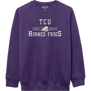 JanSport NCAA Officially Licensed Rival Crew Sweatshirt, Long Sleeve Graphic Pullover for Men, Women, Cotton-Polyester Blend(TCU Horned Frogs)