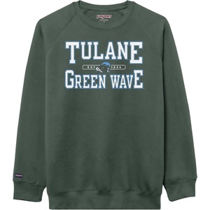 JanSport NCAA Officially Licensed Rival Crew Sweatshirt, Long Sleeve Graphic Pullover for Men, Women, Cotton-Polyester Blend(Tulane Green Wave)