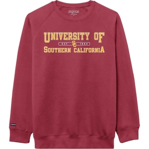 JanSport NCAA Officially Licensed Rival Crew Sweatshirt, Long Sleeve Graphic Pullover for Men, Women, Cotton-Polyester Blend(USC Trojans)