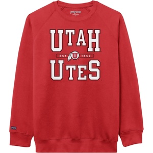 JanSport NCAA Officially Licensed Rival Crew Sweatshirt, Long Sleeve Graphic Pullover for Men, Women, Cotton-Polyester Blend(Utah Utes)