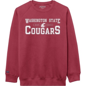JanSport NCAA Officially Licensed Rival Crew Sweatshirt, Long Sleeve Graphic Pullover for Men, Women, Cotton-Polyester Blend(Washington State Cougars)