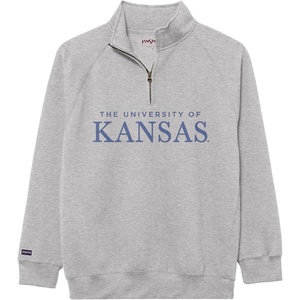JanSport NCAA Officially Licensed Rival Quarter Zip Sweatshirt, Long Sleeve Unisex, Cotton-Polyester Blend, Stand-Up Collar(Kansas Jayhawks)