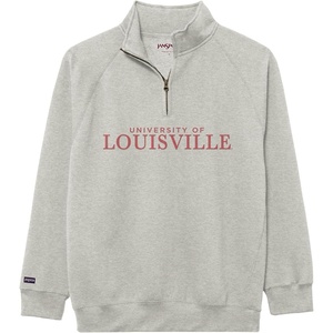 JanSport NCAA Officially Licensed Rival Quarter Zip Sweatshirt, Long Sleeve Unisex, Cotton-Polyester Blend, Stand-Up Collar(Louisville Cardinals)