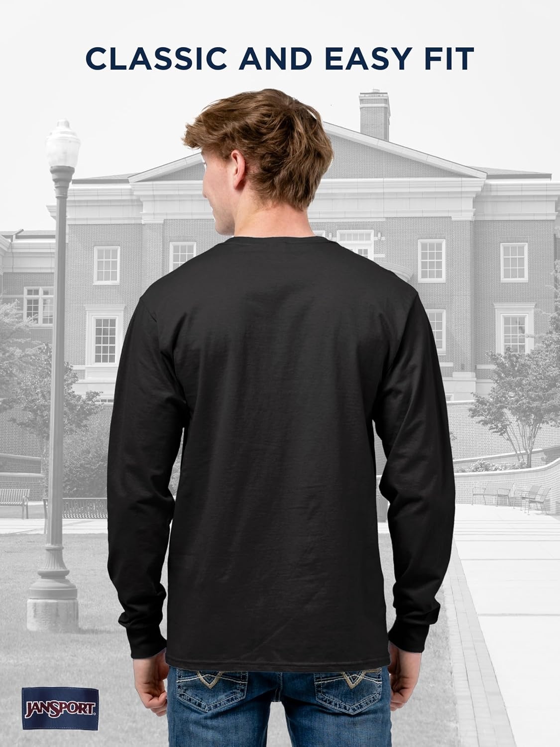 image:imageJanSport NCAA Officially Licensed Campus Long Sleeve T Shirt for Men Soft amp Breathable PreShrunk Cotton Crewneck T ShirtMissouri Tigers