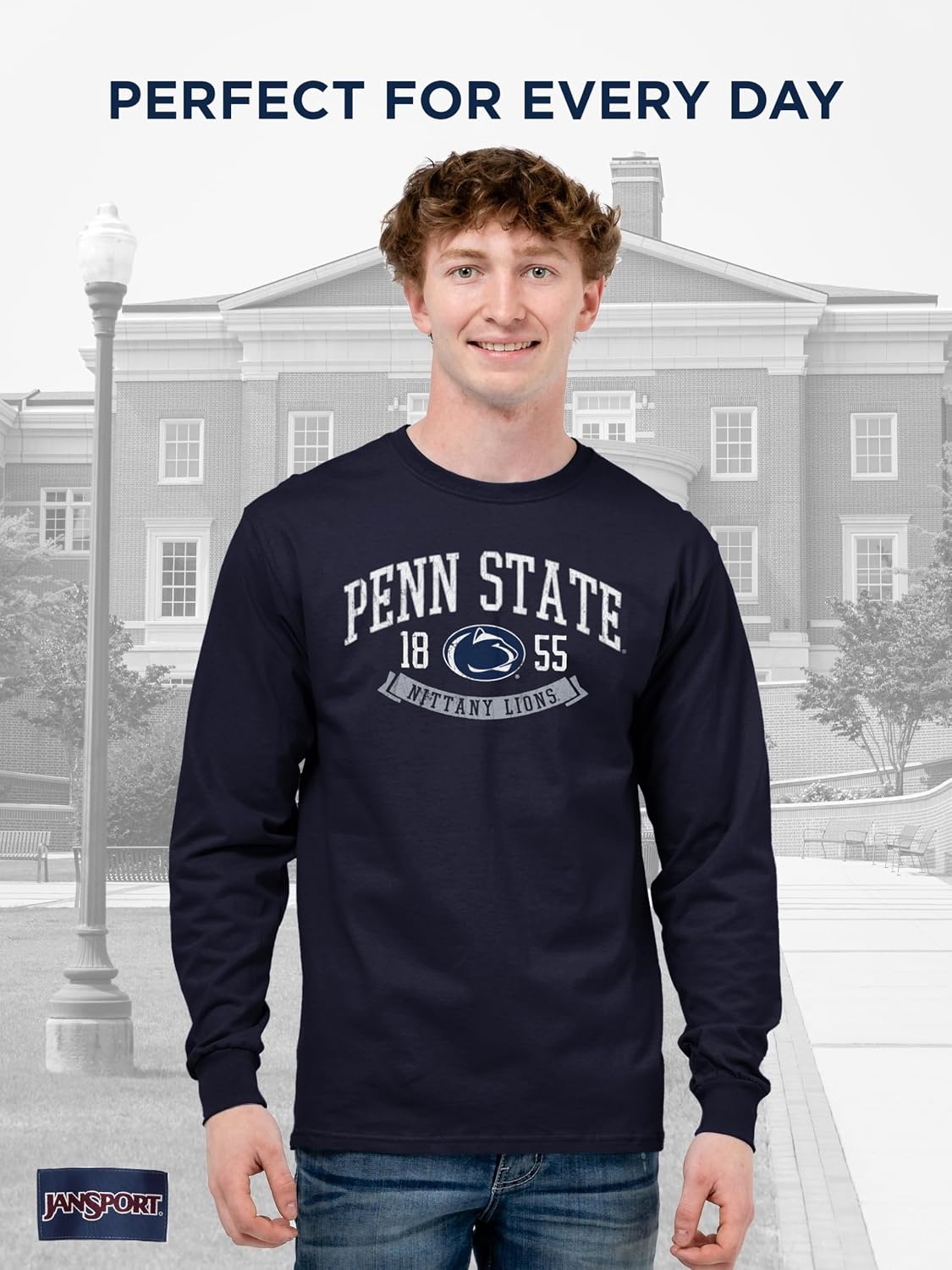 image:imageJanSport NCAA Officially Licensed Campus Long Sleeve T Shirt for Men Soft amp Breathable PreShrunk Cotton Crewneck T ShirtPenn State Nittany Lions