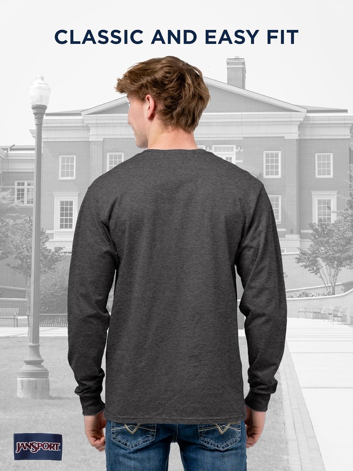 image:imageJanSport NCAA Officially Licensed Campus Long Sleeve T Shirt for Men Soft amp Breathable PreShrunk Cotton Crewneck T ShirtWashington State Cougars