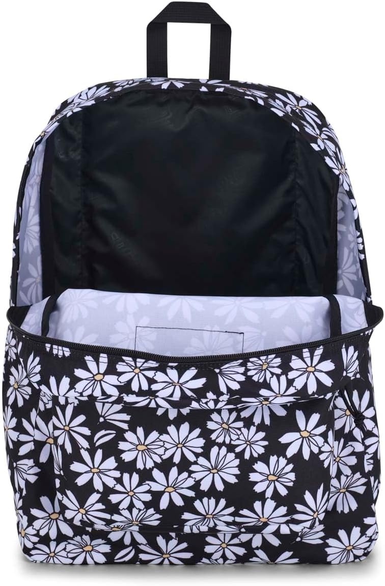 image:imageJanSport Superbreak Backpack Durable Lightweight Premium Backpack WhitePunk Pansies Black