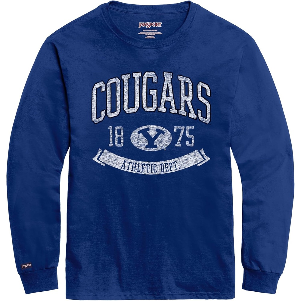 image:imageJanSport NCAA Officially Licensed Campus Long Sleeve T Shirt for Men Soft amp Breathable PreShrunk Cotton Crewneck T ShirtBYU Cougars