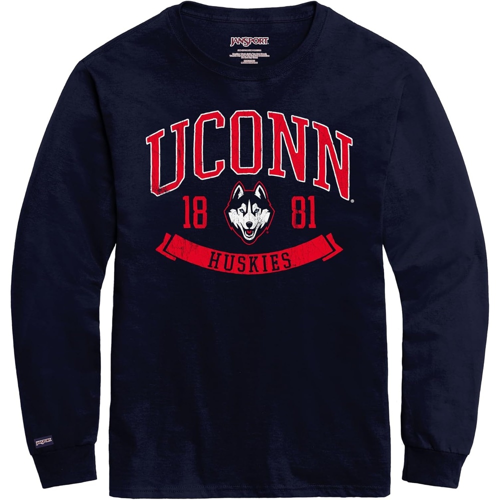 image:imageJanSport NCAA Officially Licensed Campus Long Sleeve T Shirt for Men Soft amp Breathable PreShrunk Cotton Crewneck T ShirtConnecticut Huskies