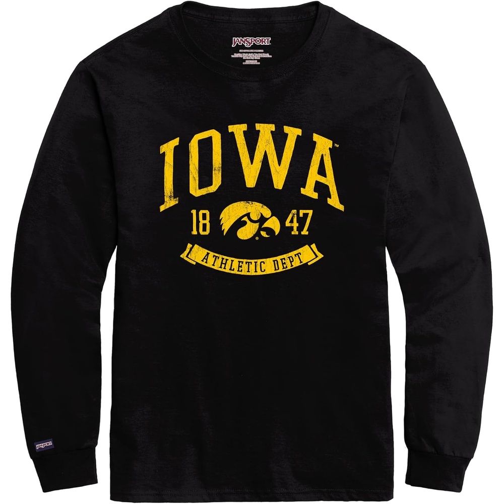 image:imageJanSport NCAA Officially Licensed Campus Long Sleeve T Shirt for Men Soft amp Breathable PreShrunk Cotton Crewneck T ShirtIowa Hawkeyes