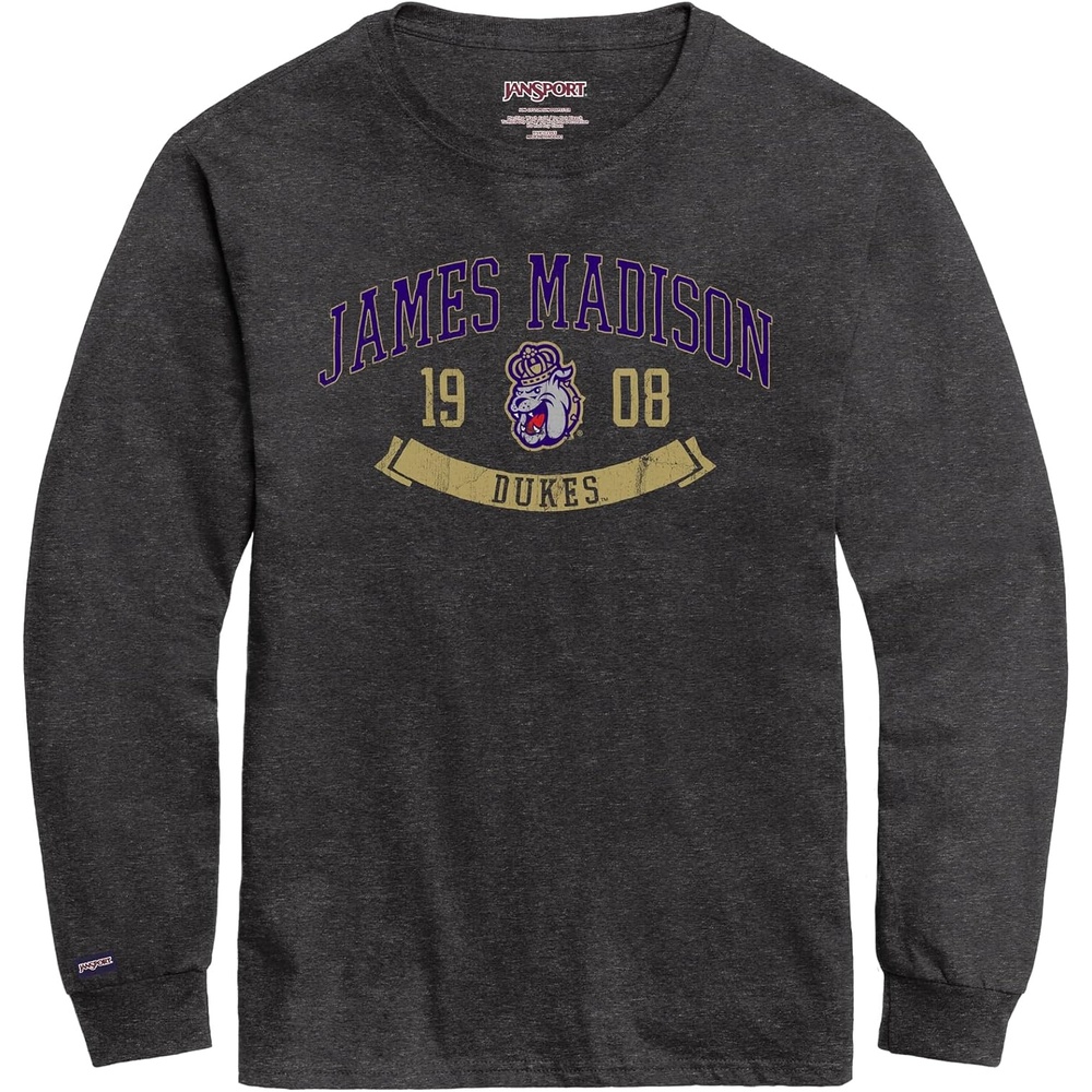 image:imageJanSport NCAA Officially Licensed Campus Long Sleeve T Shirt for Men Soft amp Breathable PreShrunk Cotton Crewneck T ShirtJames Madison Dukes