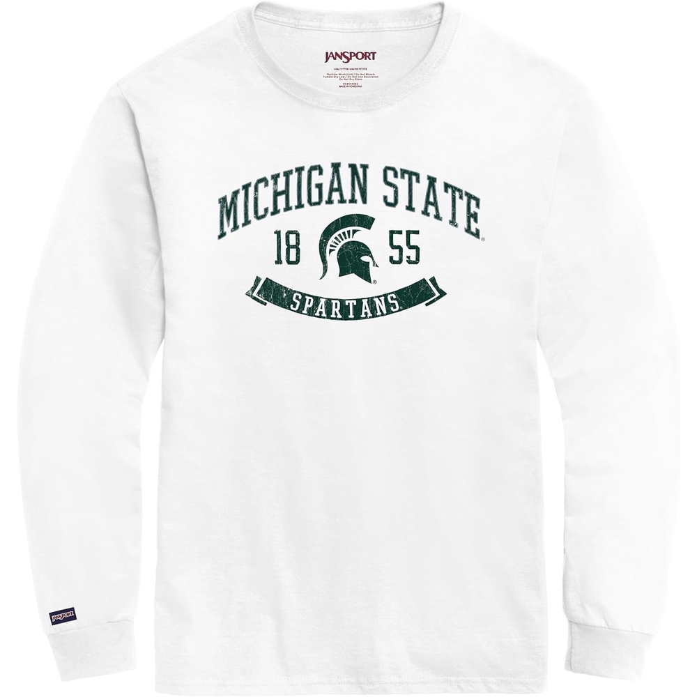 image:imageJanSport NCAA Officially Licensed Campus Long Sleeve T Shirt for Men Soft amp Breathable PreShrunk Cotton Crewneck T ShirtMichigan State Spartans