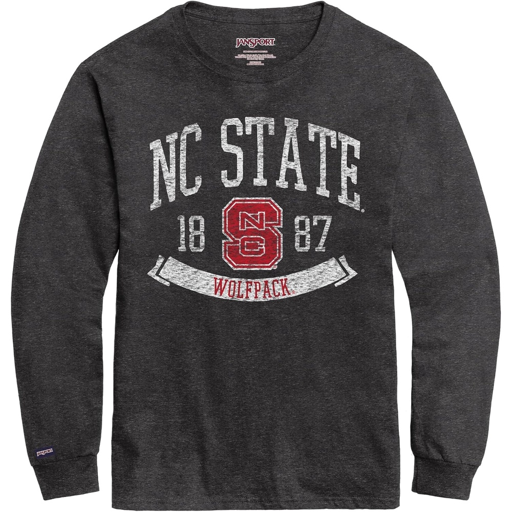 image:imageJanSport NCAA Officially Licensed Campus Long Sleeve T Shirt for Men Soft amp Breathable PreShrunk Cotton Crewneck T ShirtNorth Carolina State Wolfpack