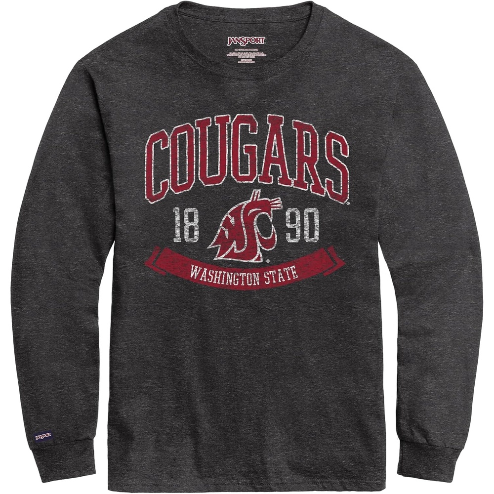 image:imageJanSport NCAA Officially Licensed Campus Long Sleeve T Shirt for Men Soft amp Breathable PreShrunk Cotton Crewneck T ShirtWashington State Cougars