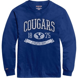 JanSport NCAA Officially Licensed Campus Long Sleeve T Shirt for Men, Soft & Breathable Pre-Shrunk Cotton Crewneck T Shirt(BYU Cougars)