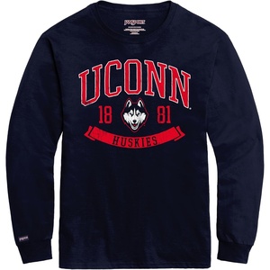 JanSport NCAA Officially Licensed Campus Long Sleeve T Shirt for Men, Soft & Breathable Pre-Shrunk Cotton Crewneck T Shirt(Connecticut Huskies)