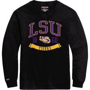JanSport NCAA Officially Licensed Campus Long Sleeve T Shirt for Men, Soft & Breathable Pre-Shrunk Cotton Crewneck T Shirt(LSU Tigers)